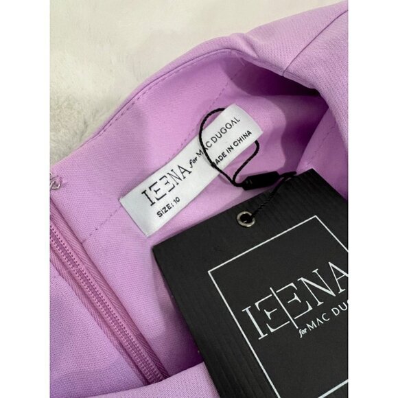 New MAC DUGGAL Size 10 Long Sleeve Mini Dress with Shoulder Pads Lilac *Defect* - Picture 3 of 13